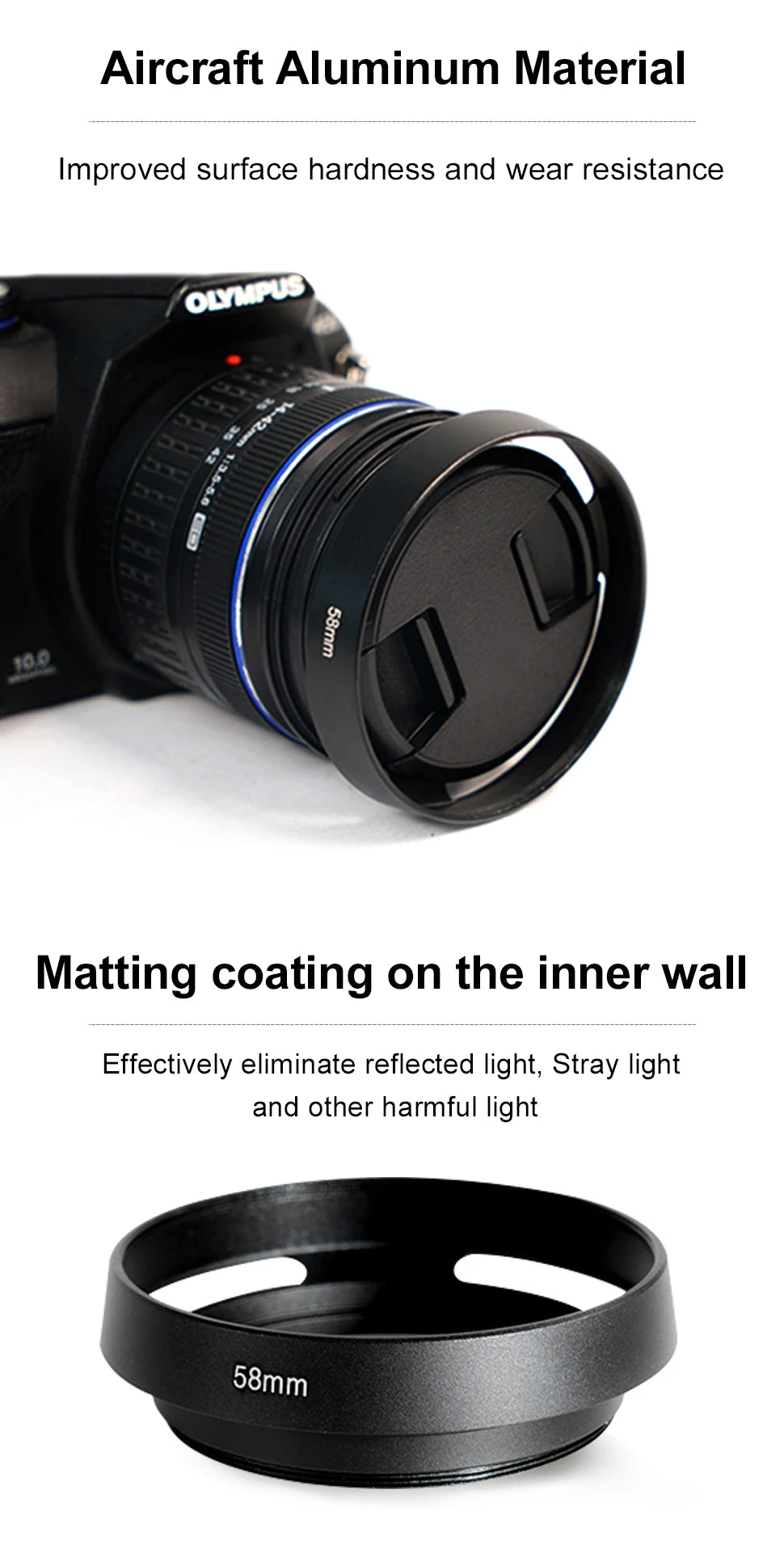 37/39/40.5/43/46/49/52/55/58/62mm Metal Hollow Camera Lens Hood for Fuji Nikon Pentax Sony Olympus Canon Hollow out Lens Hood