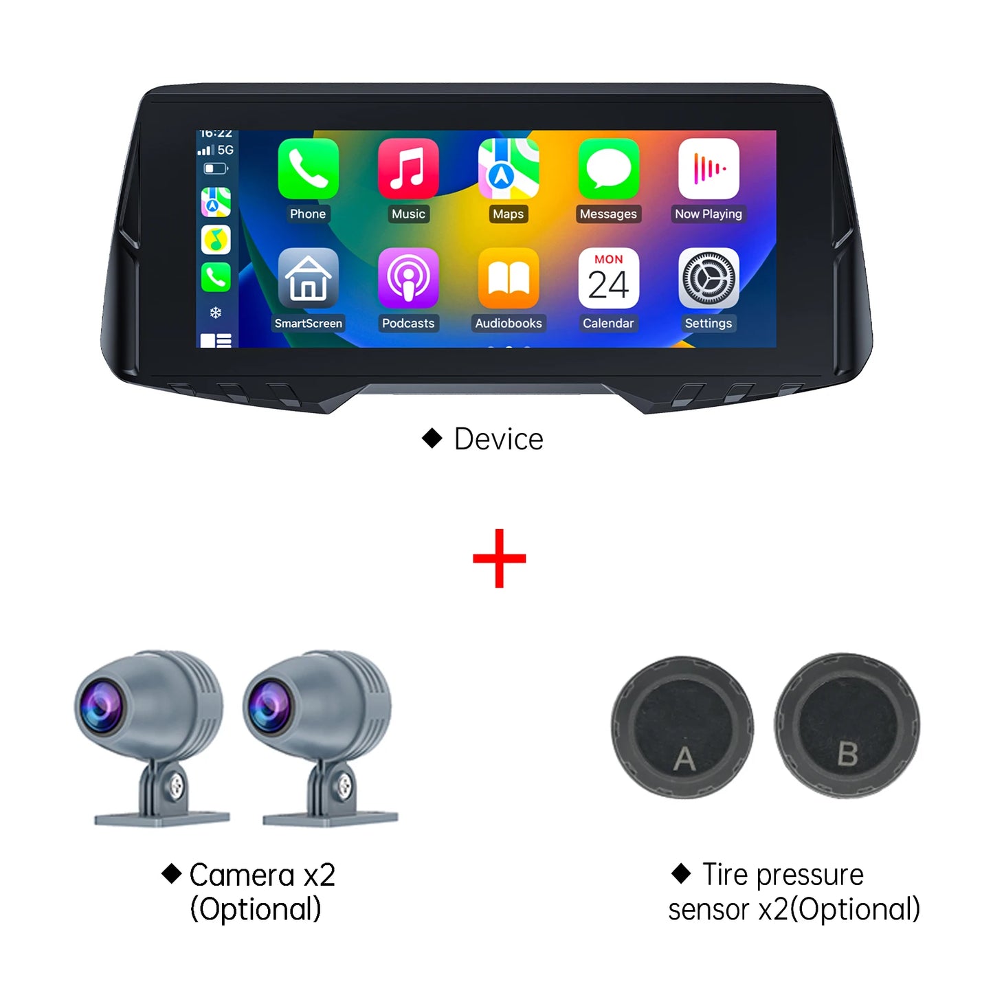 Spedal CL876 Gps Motorcycle Wireless CarPlay/Android Auto 6.86 Inch 1080P Dual Cameras Loop Recording Tire Pressure Monitoring