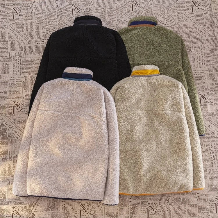 Motorcycle Outdoor Fleece Jacket For Men/Women Double Sided Fleece Thickened Plush Rider Cycling Suit Lamb Wool Windproof Jacket