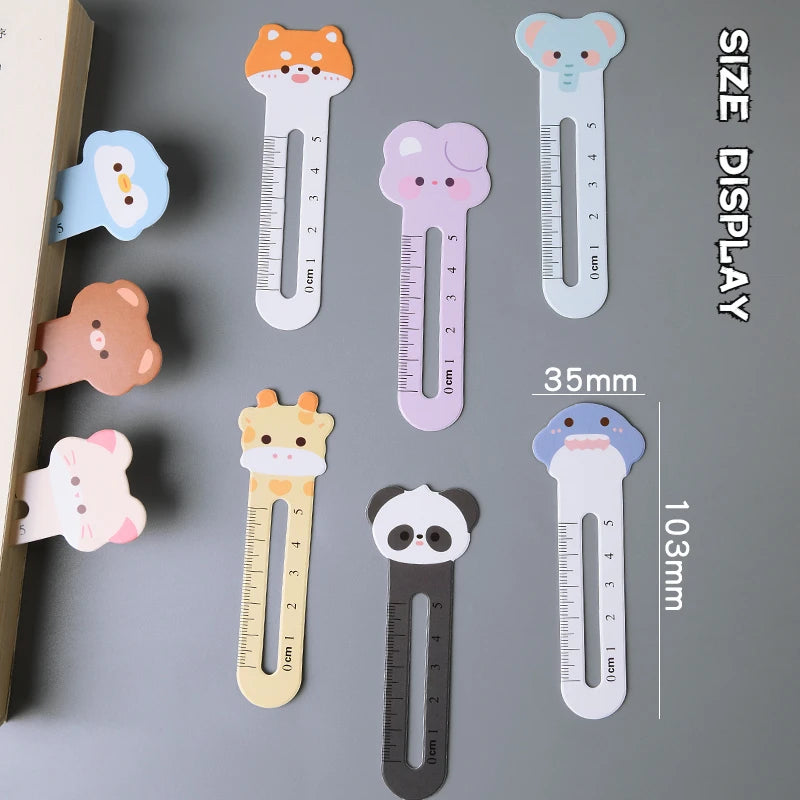 30Pcs Cute Animal Cartoon Bookmarks Set with Reading Ruler Fun Book Accessories for Kids Students School Office Gifts