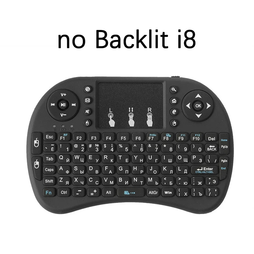 I8 Mini Wireless Keyboard 2.4G Bluetooth 7 Color Backlit English Russian Air Mouse Remote Touchpad For Android TV Box PC Laptop