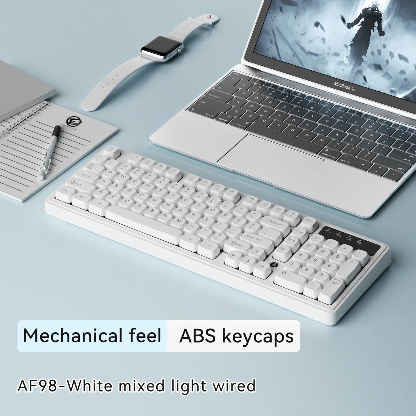 AJAZZ AF98 wireless\wired-film keyboard film keyboard feel 99-key desktop computer external office gaming game home typing