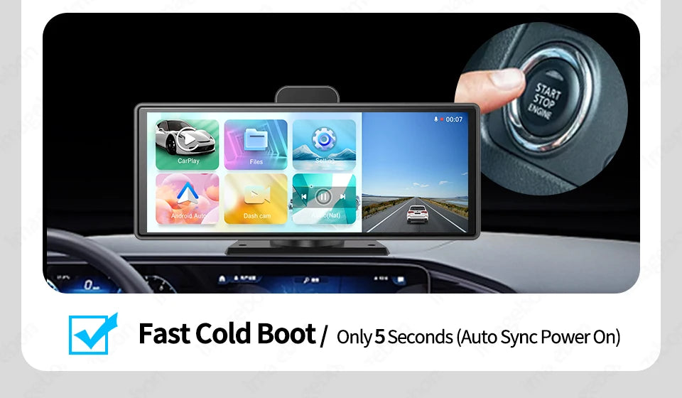 10.26" Imagebon K9 Dash Cam 2K ADAS Wireless CarPlay & Android Auto Car DVR GPS Navigation Siri Voice Control Dual Recording Dvr