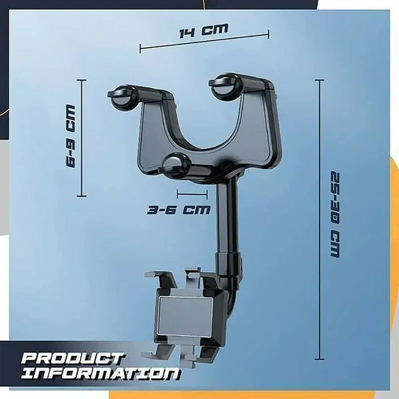 Car Phone Holder 360° Rearview Mirror Phone Holder Auto Rearview Mirror Seat Hanging Clip Bracket Cell Phone Holder for Car