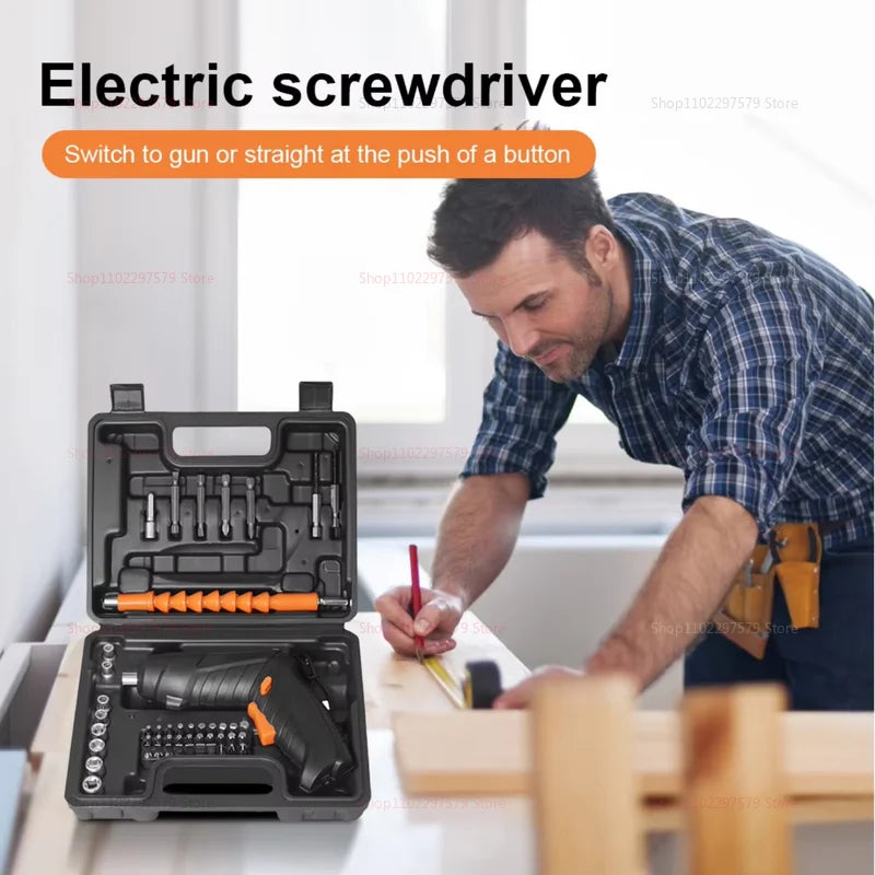 47pcs Rechargeable 36V Cordless Electric Screwdriver Kit Lithium Battery Foldable Power Drill Home Repair Tool Set