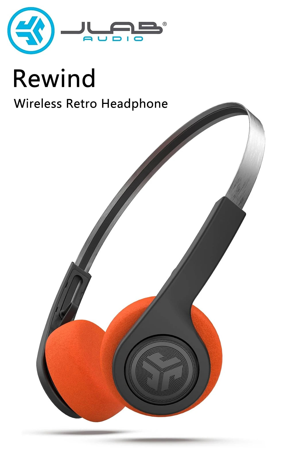 JLab Rewind Wireless Retro Headphones 12H Playtime/Custom EQ3/with Mic Noise Isolation Old-school Rock Bluetooth Headset