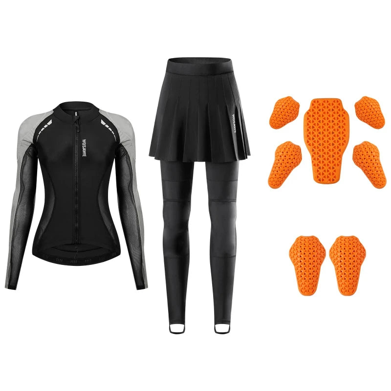 Knight suit women's spring/summer cycling wear Breathable motorcycle protection soft protective jacket top culottes