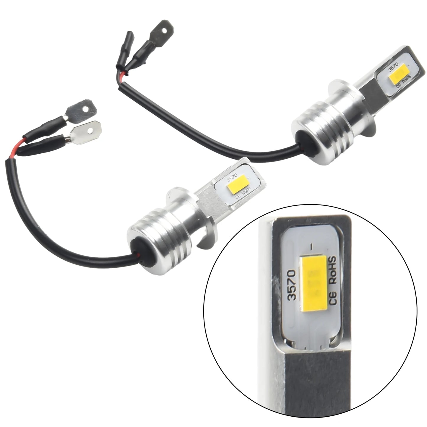 2Pcs H3 Car LED Fog Light Bulb Conversion Kit Super Bright Yellow DRL Lamp 3000K 80W 50000H 2000LM Auto Beam Fog Lamp