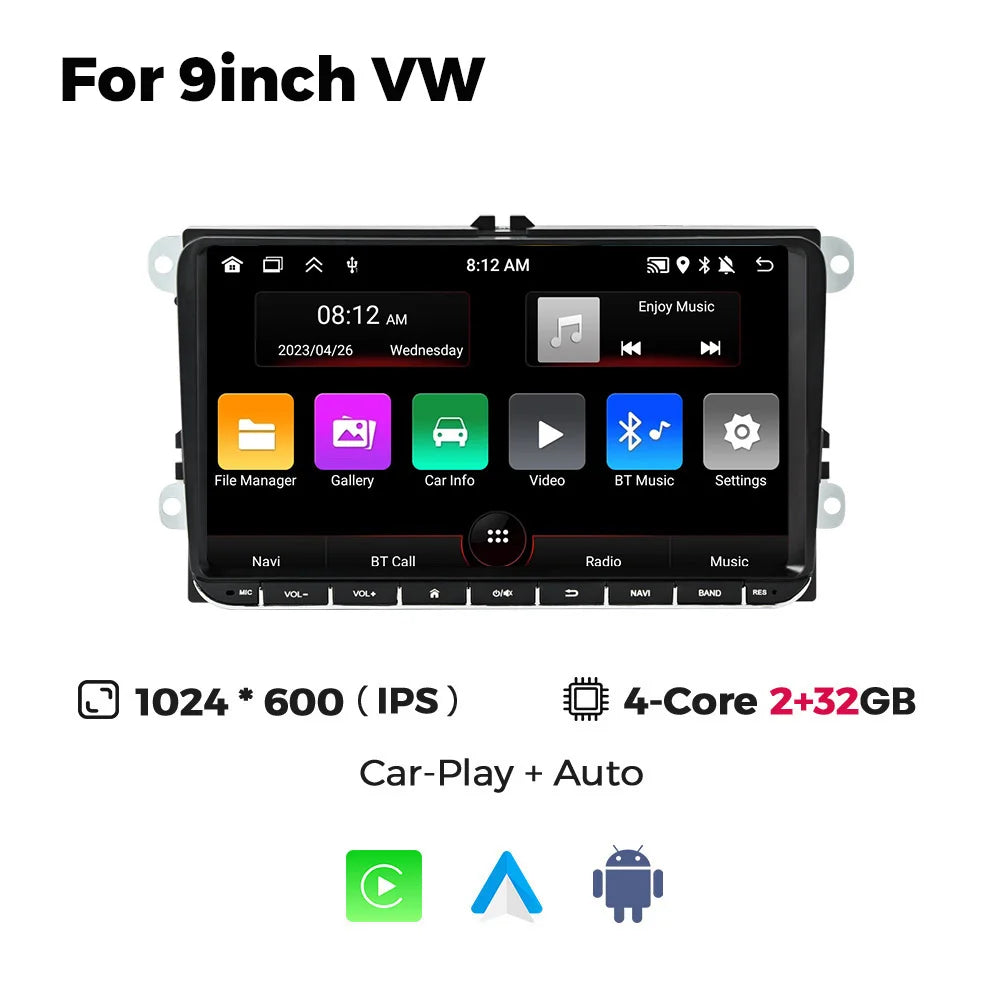7/8/9" Android13 BT GPS Car Multimedia Radio for Volkswagen VW Golf 5 6 Polo Passat B6 B7 CC Skoda Jetta Tiguan Touran GOLF POLO