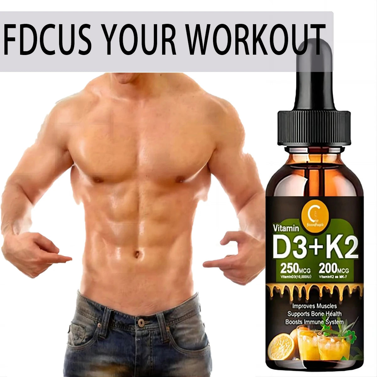 Liquid vitamin D3K2 can lower strong bones; Healthy Heart and Immune Enhancement Vitamin K2D3 Drops