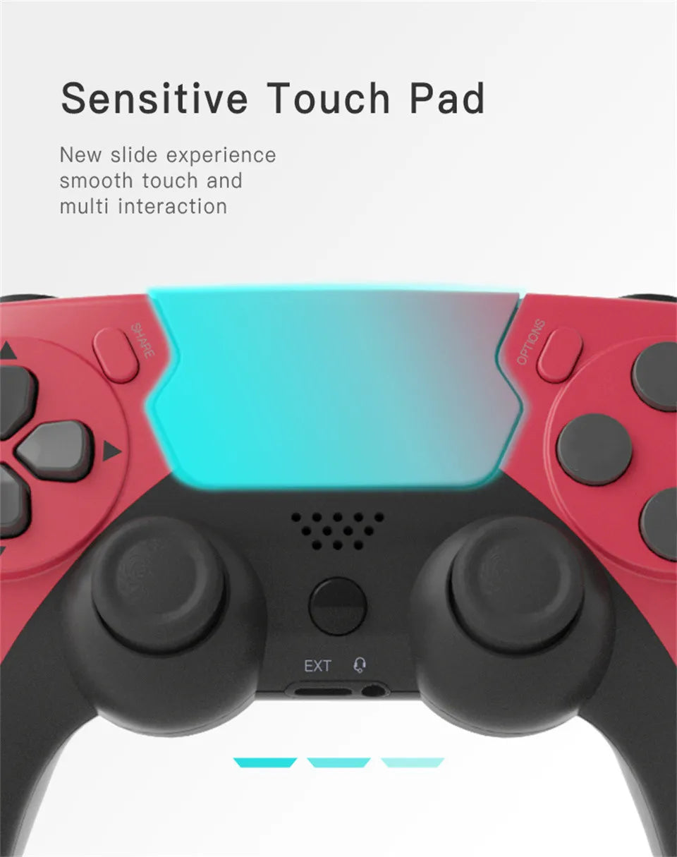 GAMINJA Wireless Controller Bluetooth Gamepad Double Vibration 6Axis Joypad Touchpad Microphone Earphone Port For PS4 PS3 PC