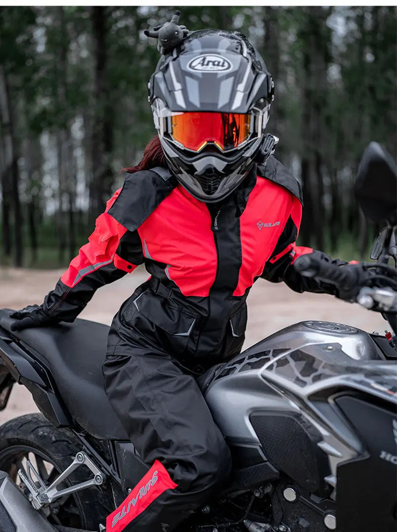 Men Women Waterproof Motorcycle Rider Raincoat Suit Set Reflective Light Raincoat For Riding Jacket Pants Set