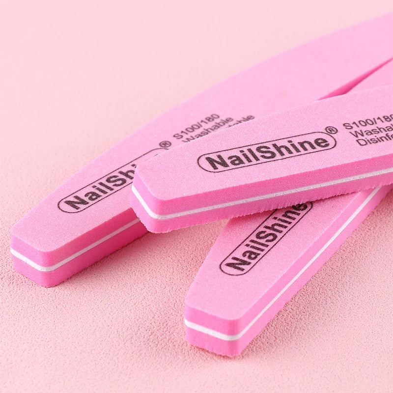5Pcs/10Pcs Nail Sponge File 100/180 Grit Double Sided Sandpaper Foam Emery Board Polisher Buffer Moon Design
