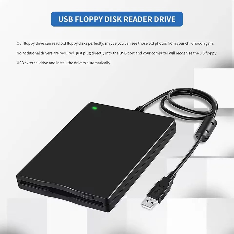 External USB Floppy Disc Drive, 3.5 inch 1.44 MB FDD, Floppy Disk Reader Floppy Disk Reader for PC Laptop Windows 11/10/8/7/XP