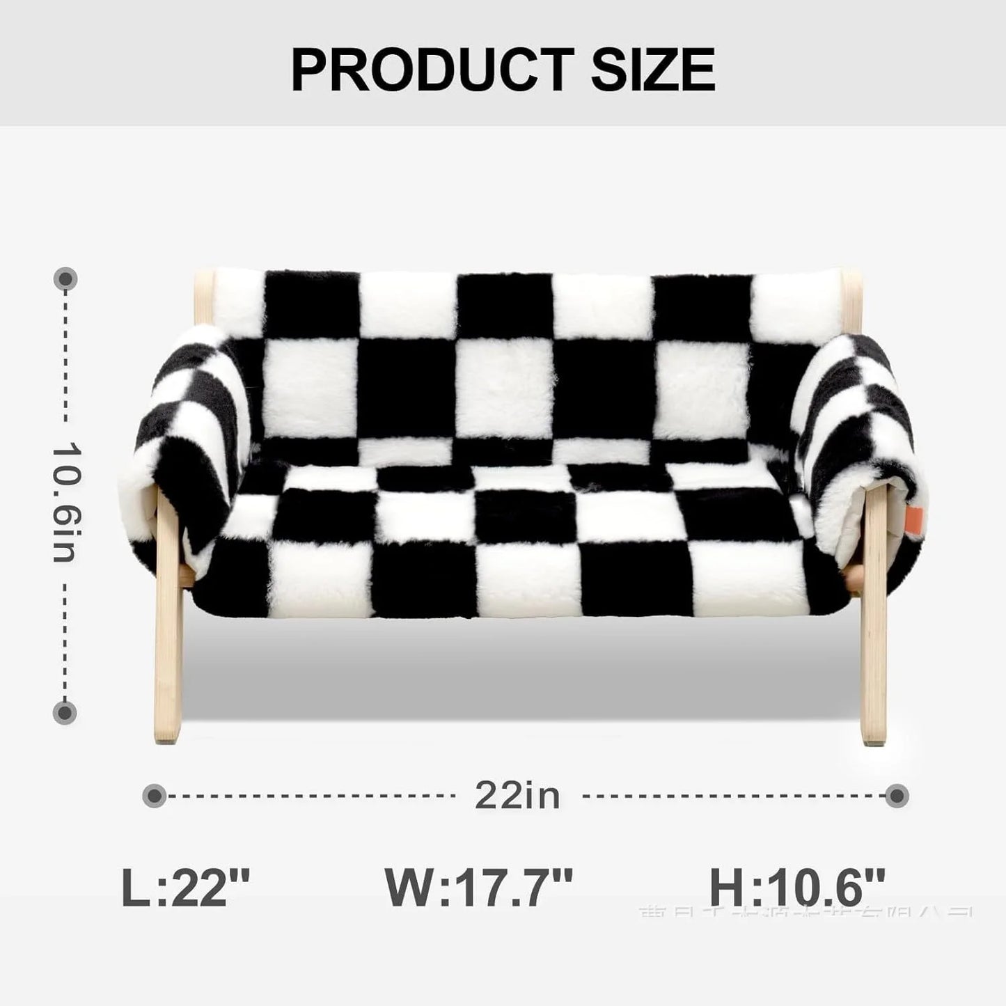 Large Cat Bed Sturdy Wooden Leg Raised Plush Cat Sofa Bed Kitten Bed for Indoor Cats - Soft Cat Couch