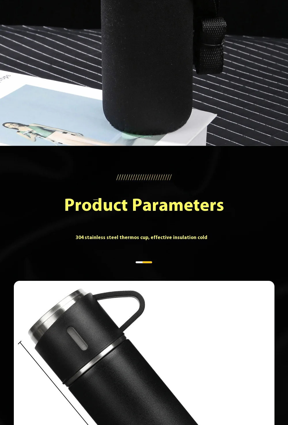 500ML 304 Stainless Steel Vacuum Thermos Gift Set Office Business Style Cup Thermos Portable Flask Thermos Flask