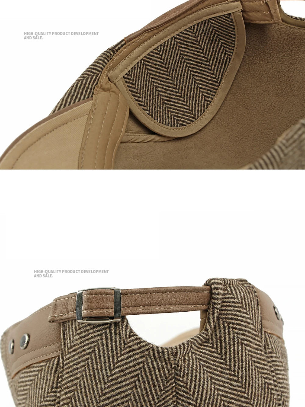 HT5025 Beret Cap Striped Beret Hats with Ear Flaps Male Female Adjustable Ivy Flat Cap Fleece Lined Winter Hat Women Mens Berets