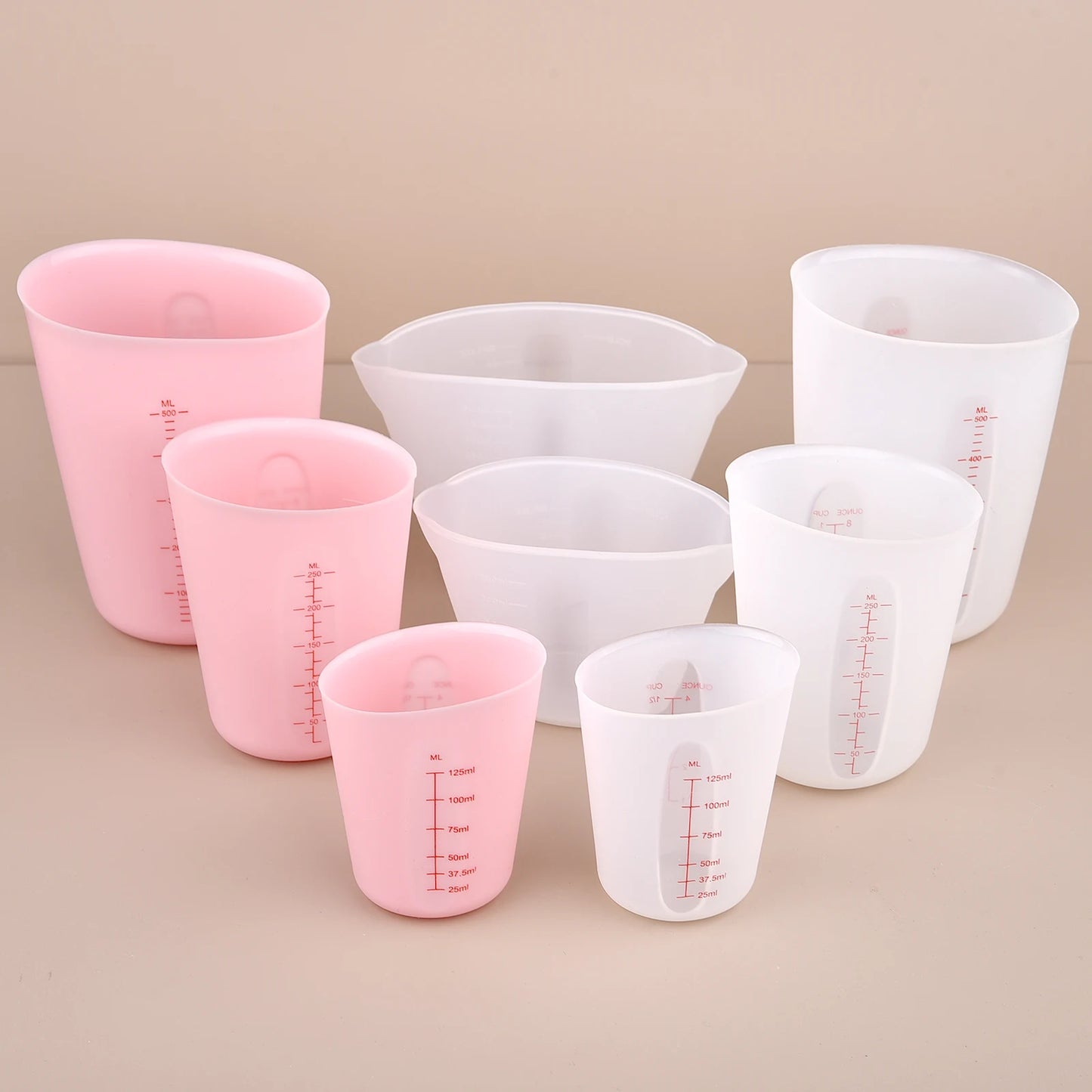 Kitchen Measuring Tools Silicone Measure Cup 250ml/500ml Liquid Measuring Cup Dosing Utensils Pink/ White Measuring Jug