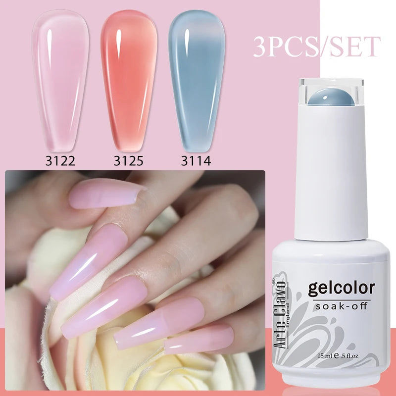 3PCS/Set Arte Clavo Gel Nail Polish Kit 15ml Nail Art UV LED Gel Set For Manicure Long Lasting Gel Polish Set Soak off Varnishes