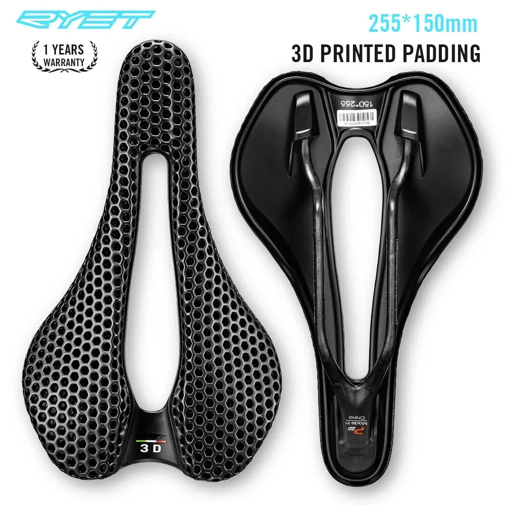 RYET 3D Printed Bike Saddle Carbon Saddle 150mm Super Light Road MTB Racing Saddles Bicycle Seat Cushion Cycling Seating Parts