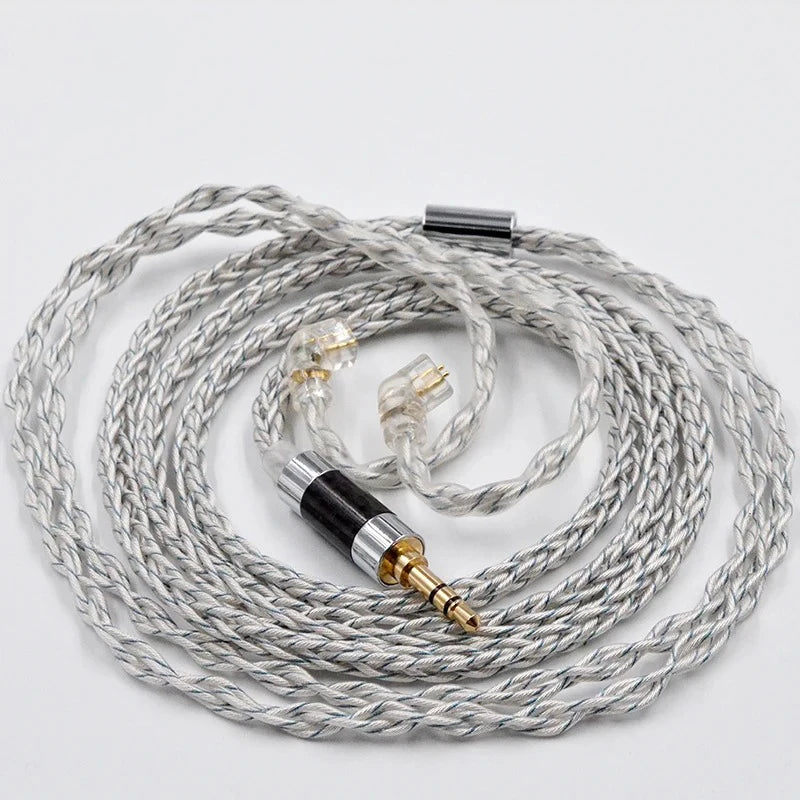 KZ 784 Cores Silver Plated Upgrade Earphone Cables 8 Core Silver Blue Hybrid Headphone With 3.5MM Metal Plug ZAX/DQ6/ZSX/ZSN PRO