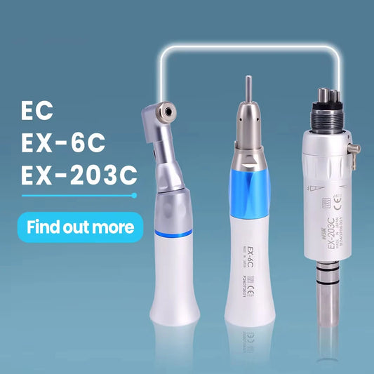 NSK EC EX-6CEX-203C Dental 1:1 Direct Drive Contra Angle Low Speed Handpiece Dentistry Against Contra Angle Polishing Tools