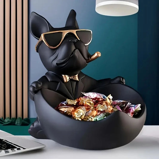 Creative Sunglasses Cool Dog Statue Bulldog Statue Storage Box Animal Decoration Resin Craft Art Statue Home Decoration Gift