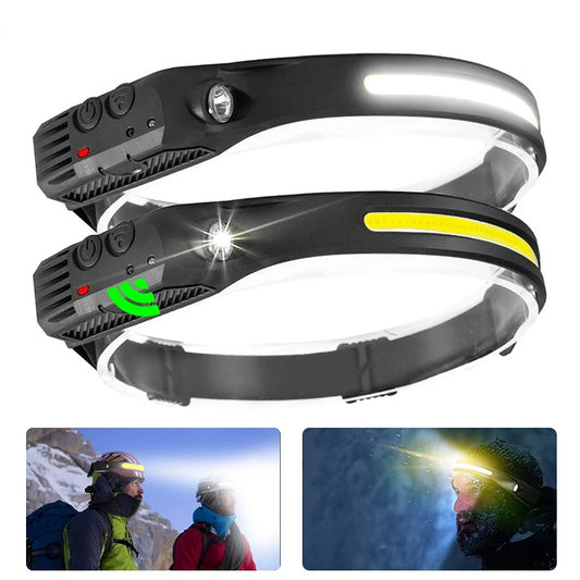 LED Sensor Headlamp USB Rechargeable Headlight Outdoor Flashlight Built-in Lithium Battery Portable Lantern For Camping Fishing