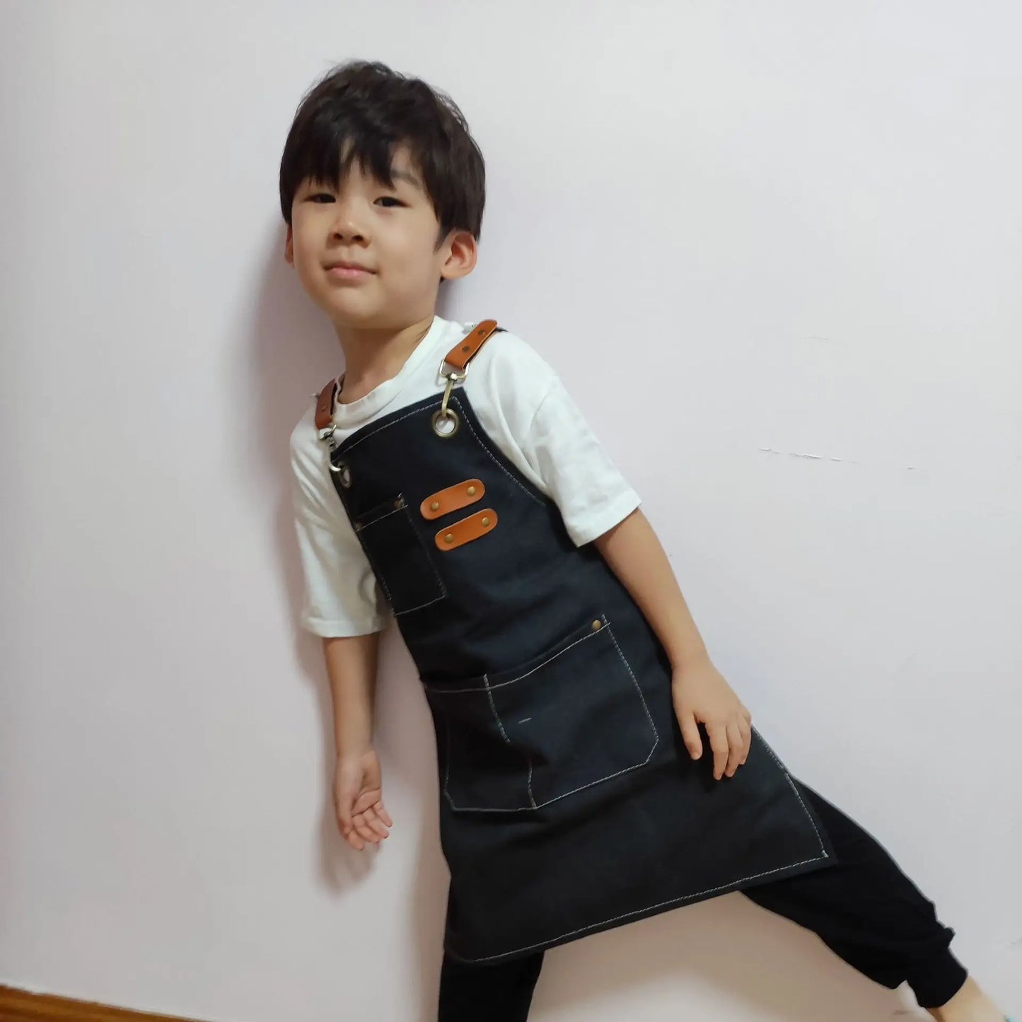 Kids Thick Canvas Denim Bib Apron Children Outdoor Kitchen Art Apron Cooking Workshop Heavy Work Apron Fabric Work Kindergarten