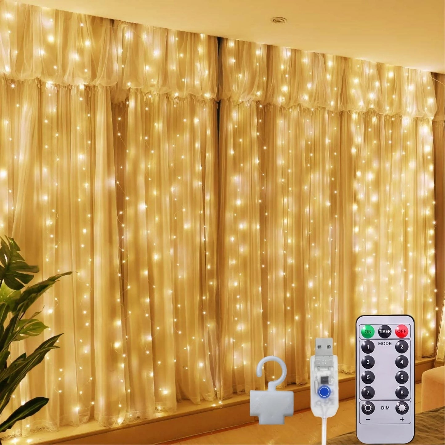 3m Fairy String Lights USB Remote Control 8 Modes USB LED Curtain Garland Festoon Christmas Wedding Decoration for Home Bedroom