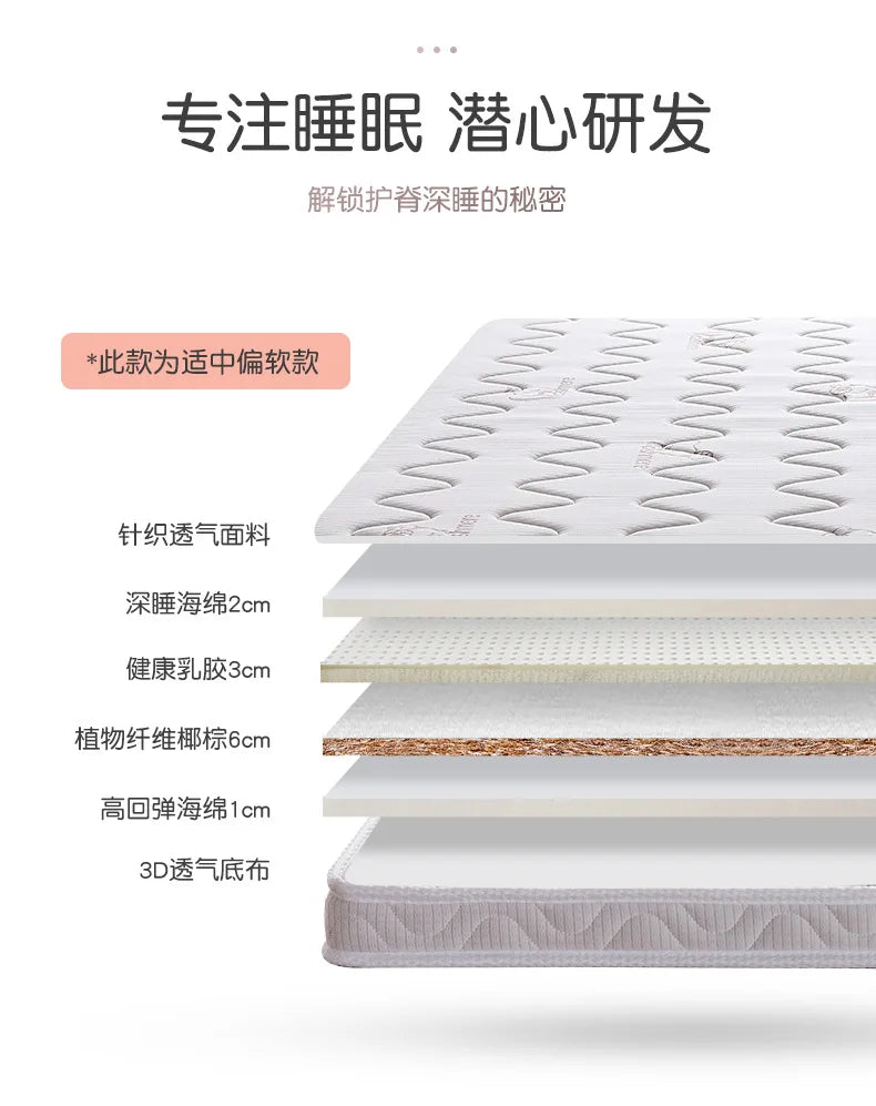 Coconut Palm Hard Mat Manufacturer 1.5m Children's Dormitory 3E Coconut Palm Mattress B & B 1.8m Hotel Wholesale Simmons New