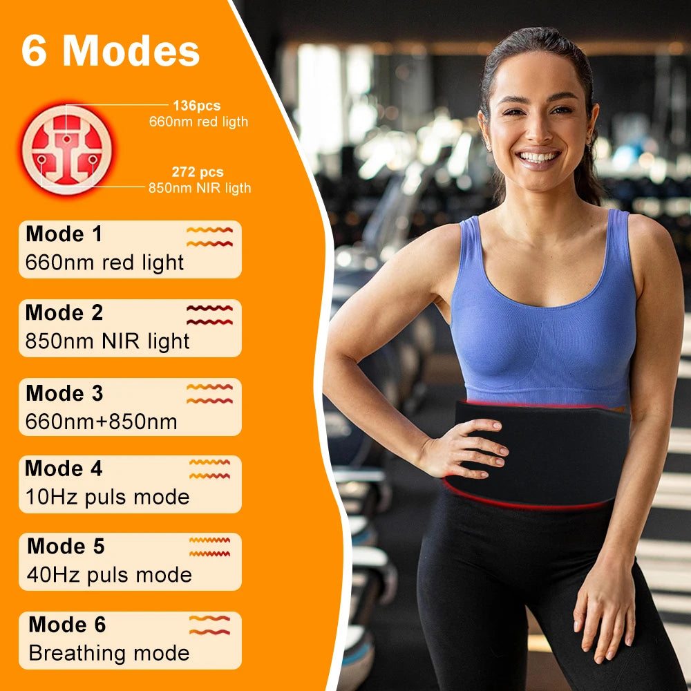 Red Light Therapy Pad, 660nm&850nm Infrared Red Light Therapy Belt with Vibration & Pulse for Shoulder Waist Muscle Pain Relief
