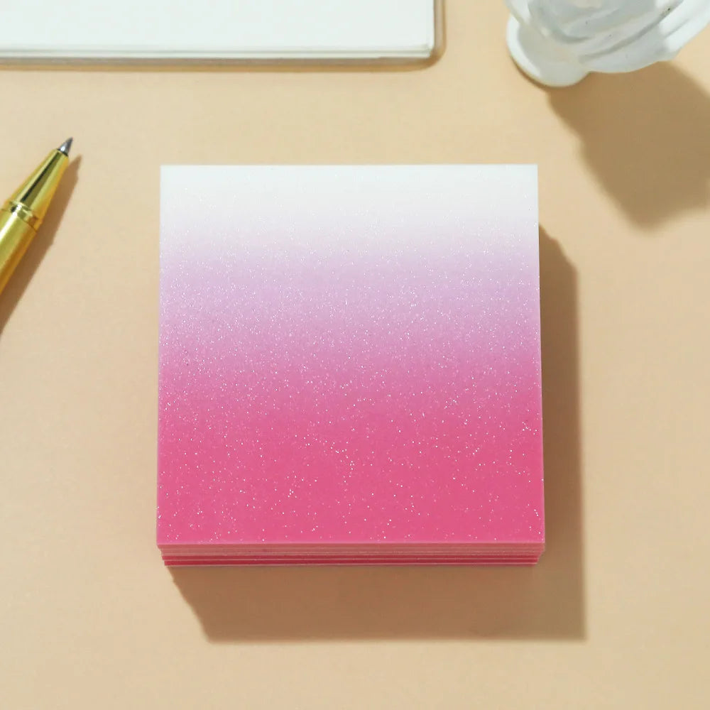 50Sheets Gradient Color Glitter Sticky Notes N times sticker PET Waterproof Memo pad Notepad School Stationery Office Supplies