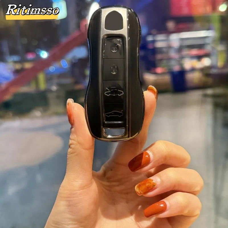 TPU Remote Key Cover Case Skin Shell Fit for Porsche Cayenne Panamera 911 992 Series 2017-2020 Keyless Accessories