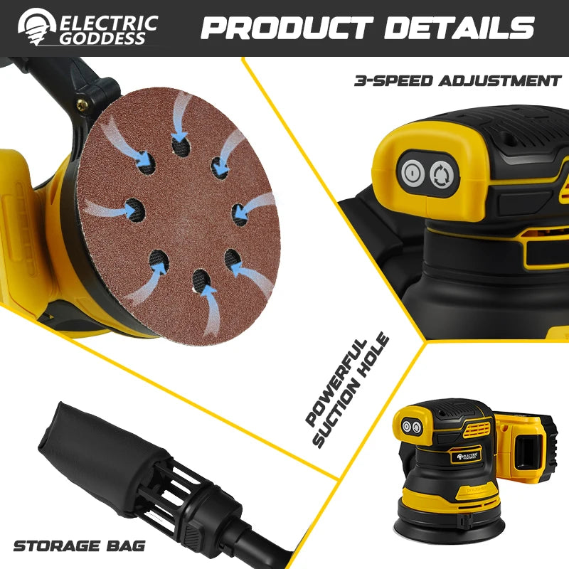Electric Goddess Brushless Sander Disc 8000rpm For Dewalt 20V Battery Cordless Woodworking Sanding Putty Polishing Power Tool ﻿