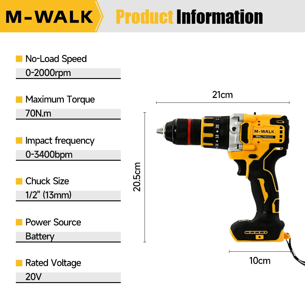 DCD791 Brushless Electric Drill 2000RPM Cordless Drill Electric Screwdriver Home Electric Drill Tools For Dewalt 20V Battery Pin