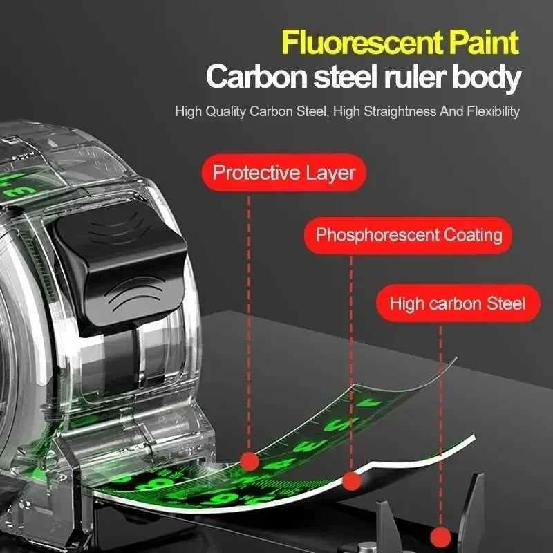 5M/7.5M/10M Black Fluorescent Tape Measure High Precision Thickened Tape Measure Wear-resistant and Drop-proof Tape Measure
