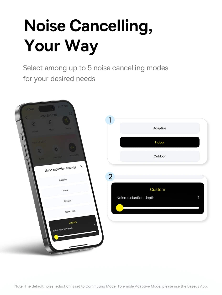 Baseus EP10 Pro ANC Earphones Wireless Bluetooth 6.0 50dB Realtime Adaptive ANC Headphones 6 Mic in-Ear Earbuds Hi-Res LDAC IP55