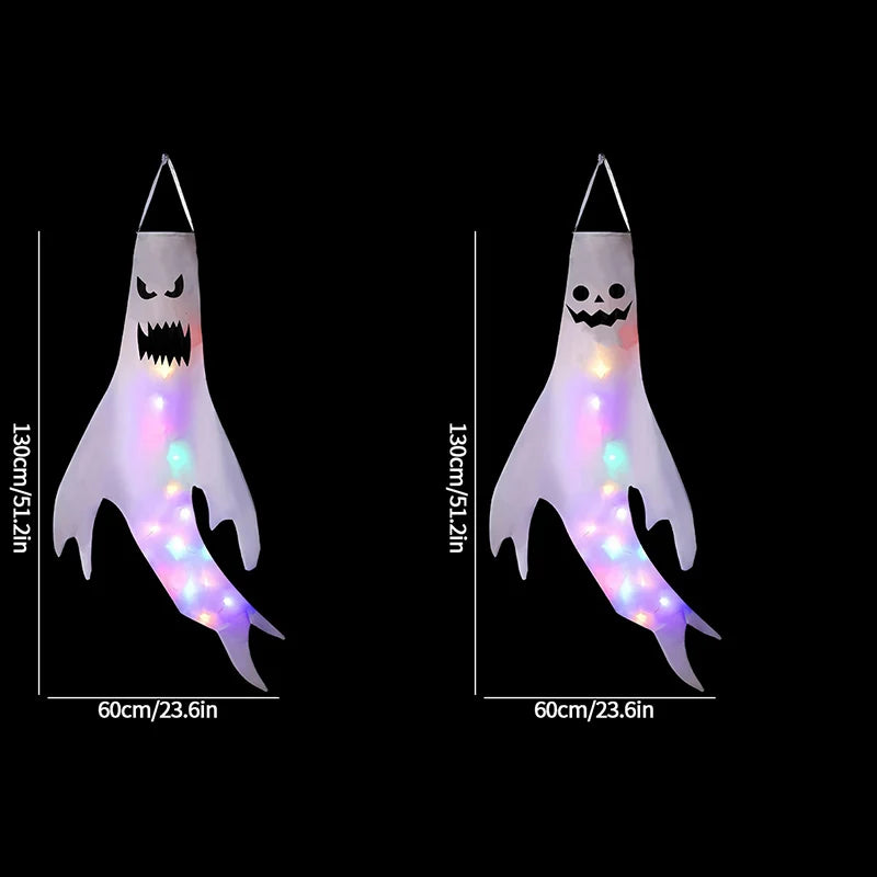 Halloween Decoration Scary Ghost Windsock Glow in The Darks Party Gifts Party Hanging Flags Day of The Dead Dia De Muertos
