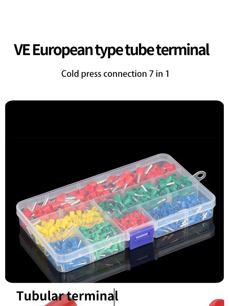 700pcs European Type Tube Terminals Wire Connector Crimper Cable Electrical Pressure Connection Ring Cold Crimp Terminals