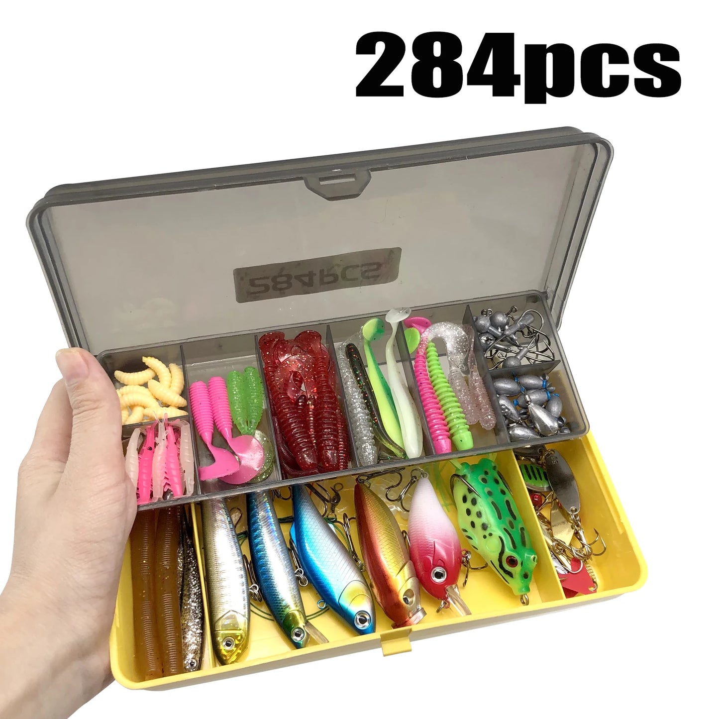 78/122/284pcs Fishing Lures Kit for Topwater Bait Rigs Tackle Kit for Bass Trout Salmon Fishing Accessories
