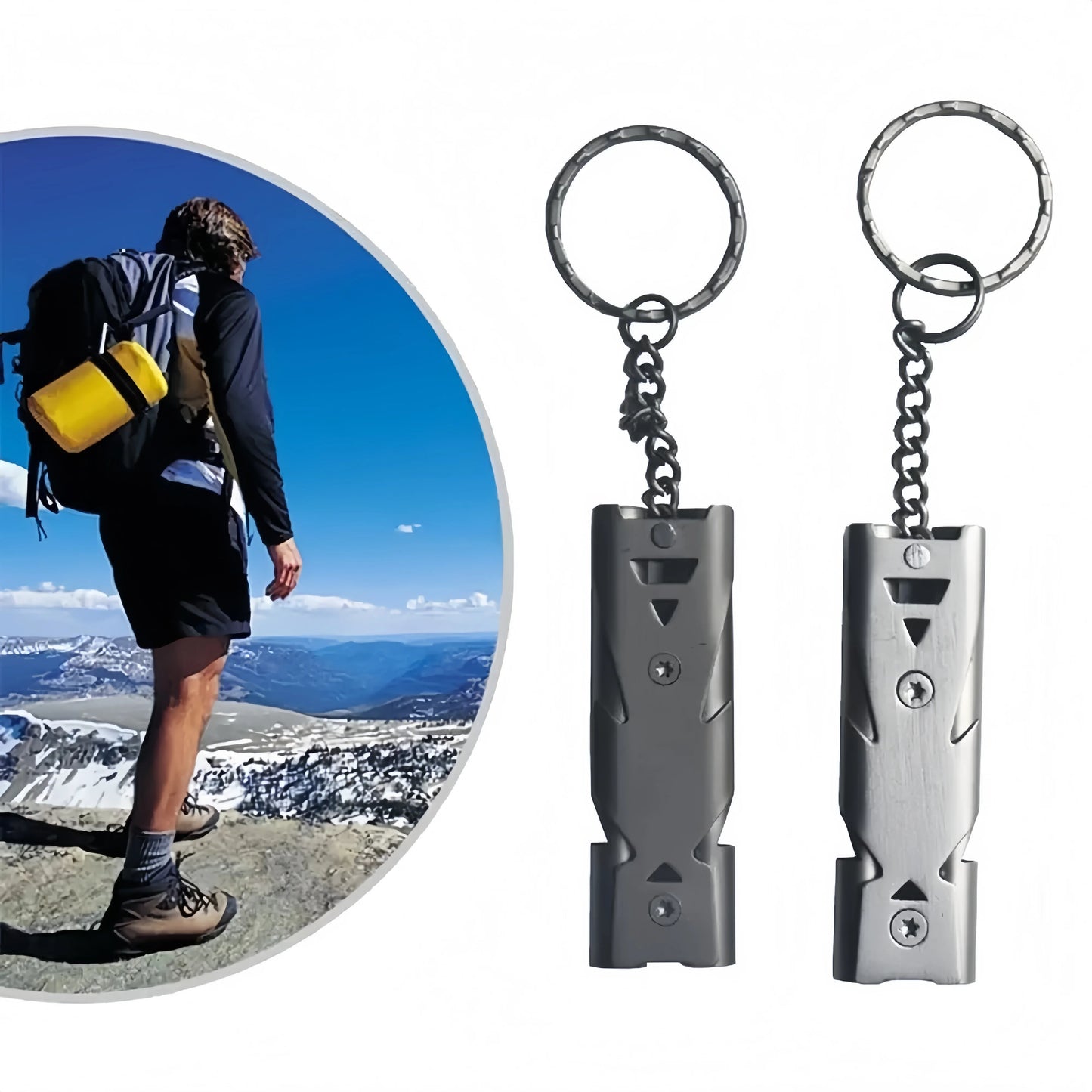 Survival Whistle Keychain–High Decibel,Emergency Whistle for Outdoor,Camping&Hiking–Double Tube Design,Loud Safety AlarmPortable