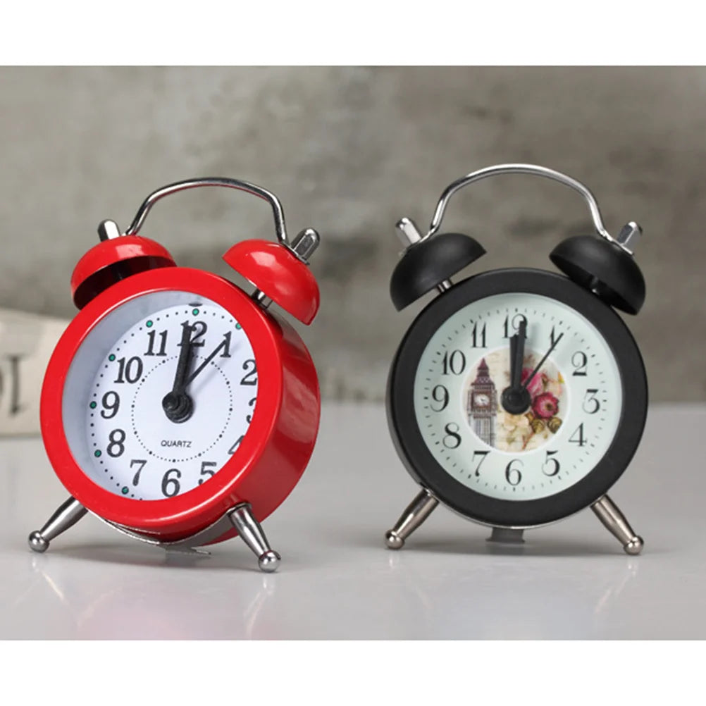 Creative Metal Material Small Alarm Clock Garden Small Fresh Desktop Mini Alarm Clock Kids Alarm Clock(Red)