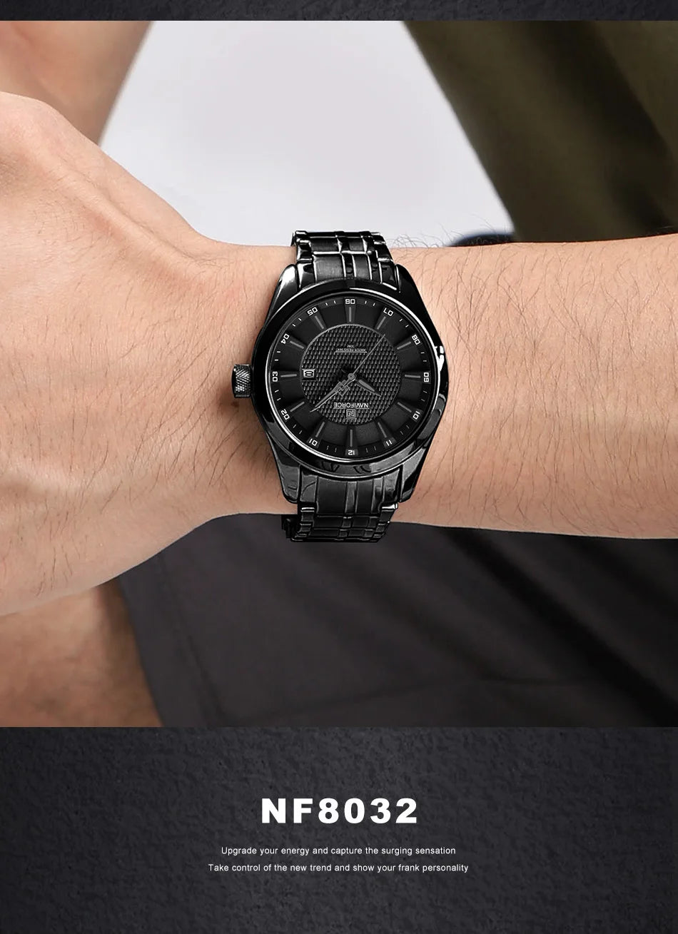 Top Brand NAVIFORCE Men's Watch Waterproof Quartz Business Casual Wristwaches Stainless Steel Strap Date Clock Relogio Masculino