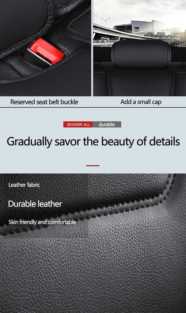 4 Pc Custom Luxury Breathable 3D Four Season Universal PU Leather Car Seat Cover Full Set
