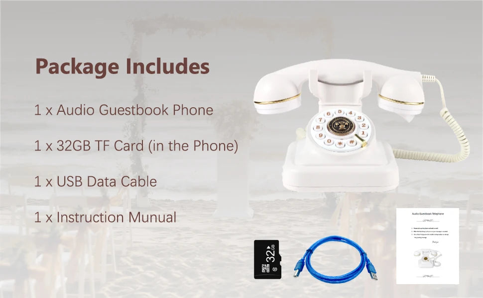 Audio Guest Book Wedding Phone Vintage Style Audio Message Voicemail for Graduation Retirement Party Birthdays Baby Shower
