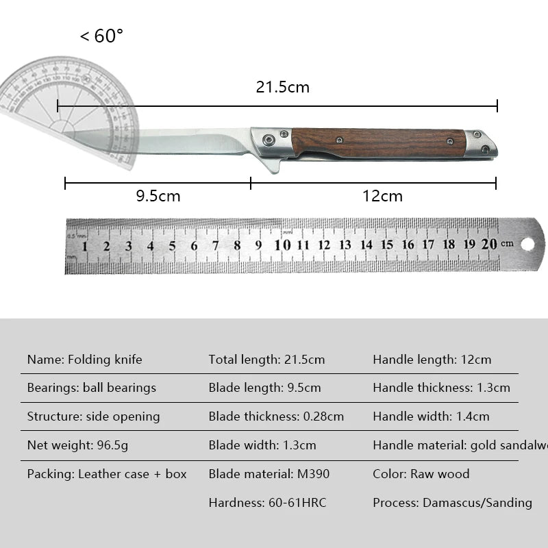 Portable Damascus Carry Pocket Knife Survival Knife Folding Knife Outdoor Tactical Knife Survival Camping Knife Wooden Handle