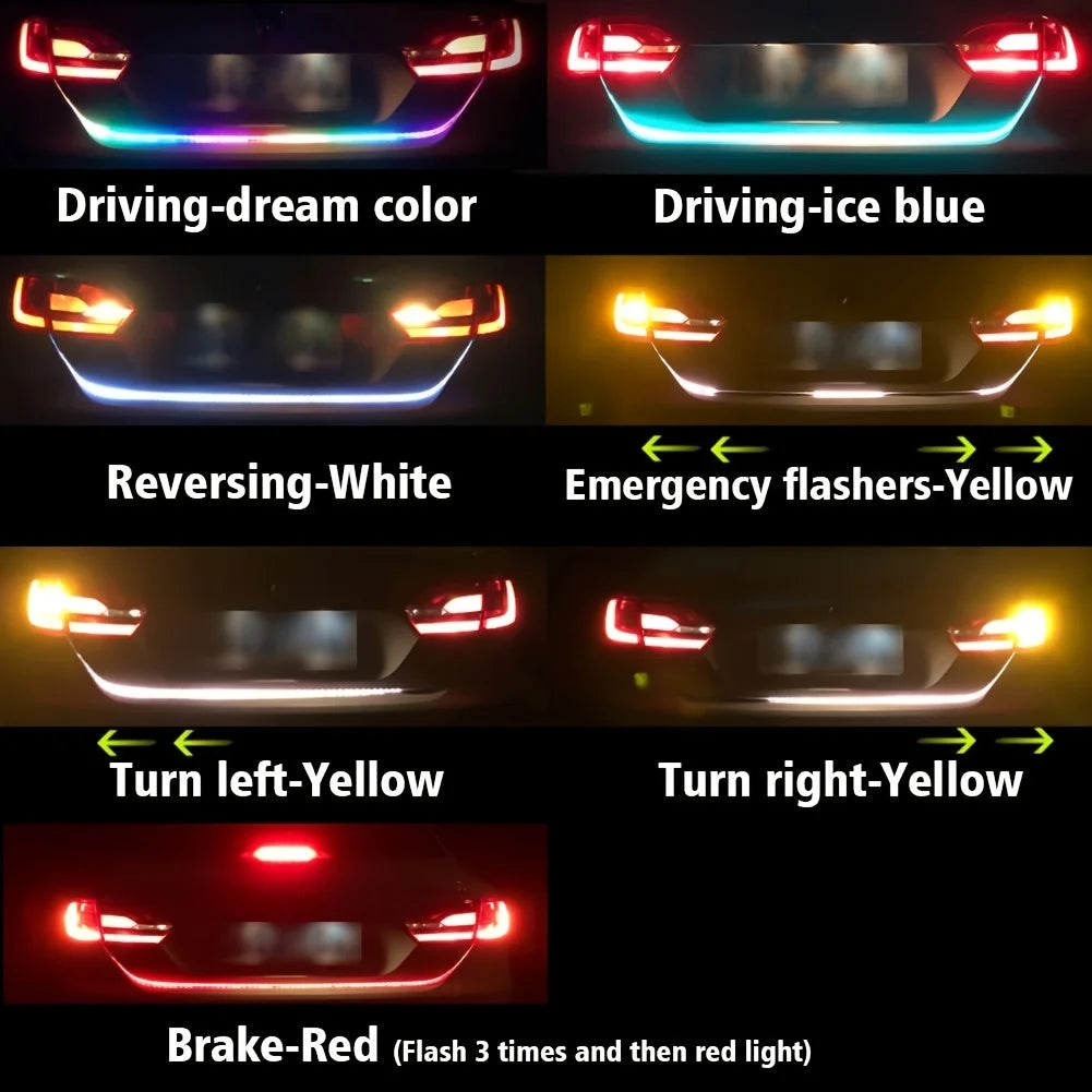 1pc Rear Tail Box Light Strip Car LED Trunk Light Anti-collision Warning Car Tailgate Strip Brake Driving Turn Signal Light 12V