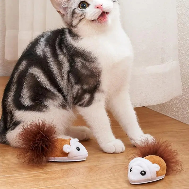 1~10PCS Smart Running Mouse Cat Toy Interactive Random Moving Electric Cat Teaser Toys Simulation Mice Kitten Self-Playing Plush