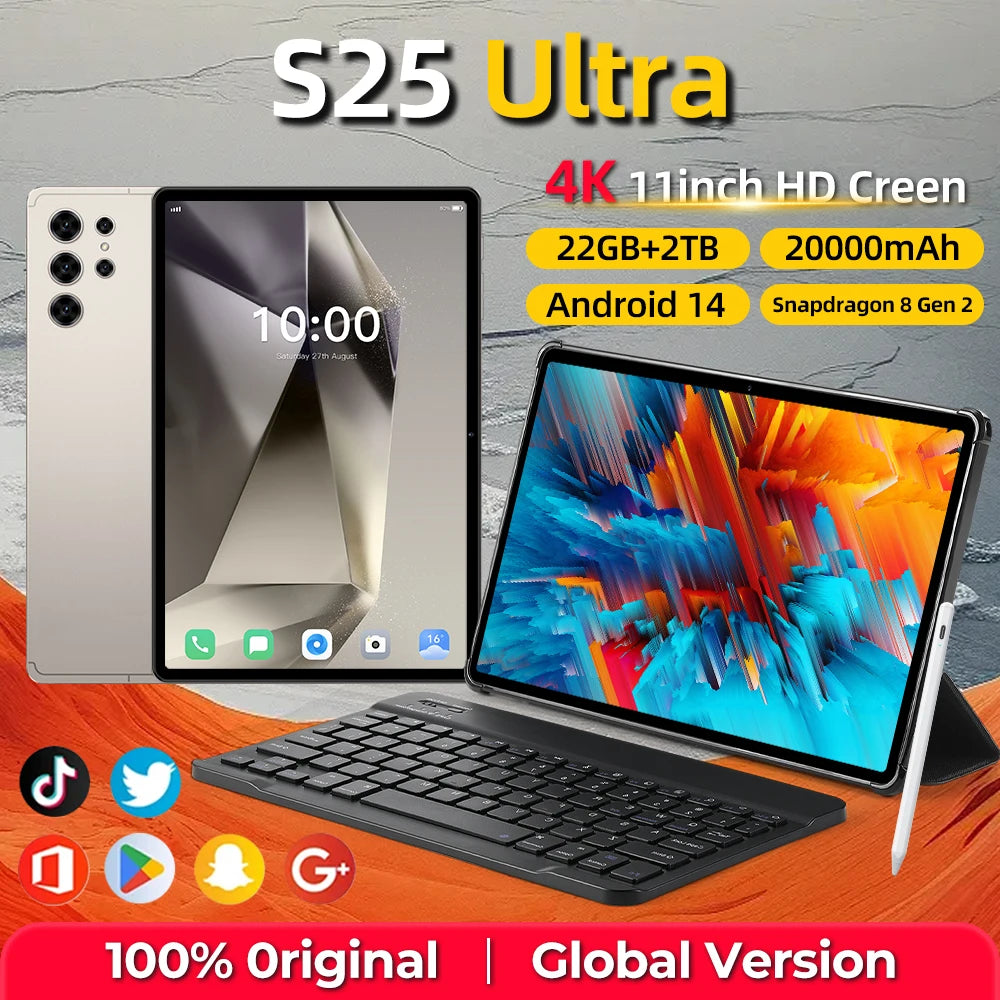 2025 NEW Tab Tablets S25 Ultra Original Global Version Tablet PC Android 14 Snapdragon 8gen2 Dual SIM WIFI 4G/5G GPS WIFI Kids